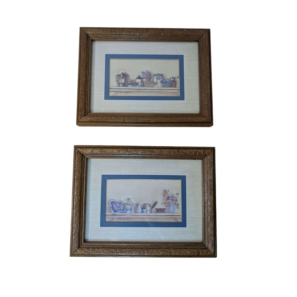 Set of 2 Framed Printed Still Life Illustrations by Kay Lamb Shannon